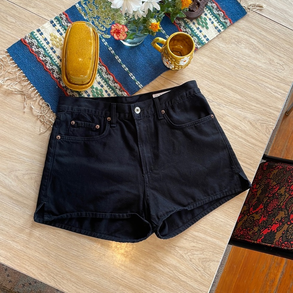 Rag & Bone High Waist Black Denim Shorts